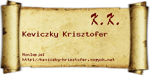 Keviczky Krisztofer névjegykártya